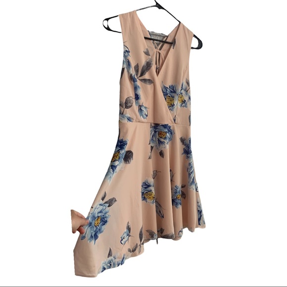 Lulu’s Garden Walk Blush Pink Floral Print Lace-Up Skater Dress - Picture 5 of 12